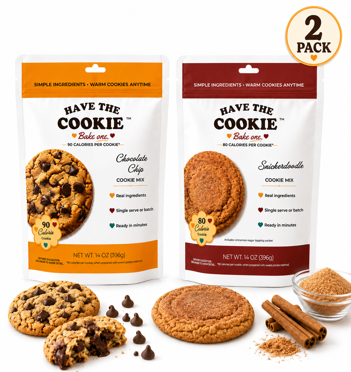 Chocolate Chip + Snickerdoodle Cookie Mix 2 Pack