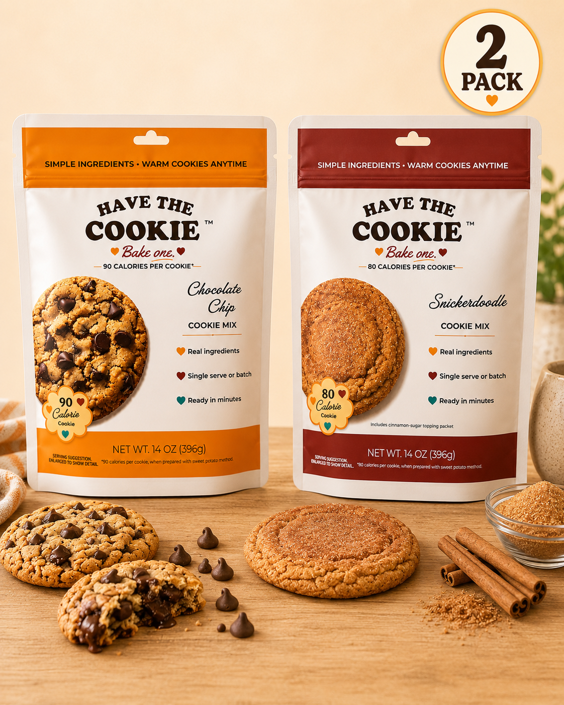 Chocolate Chip + Snickerdoodle Cookie Mix 2 Pack
